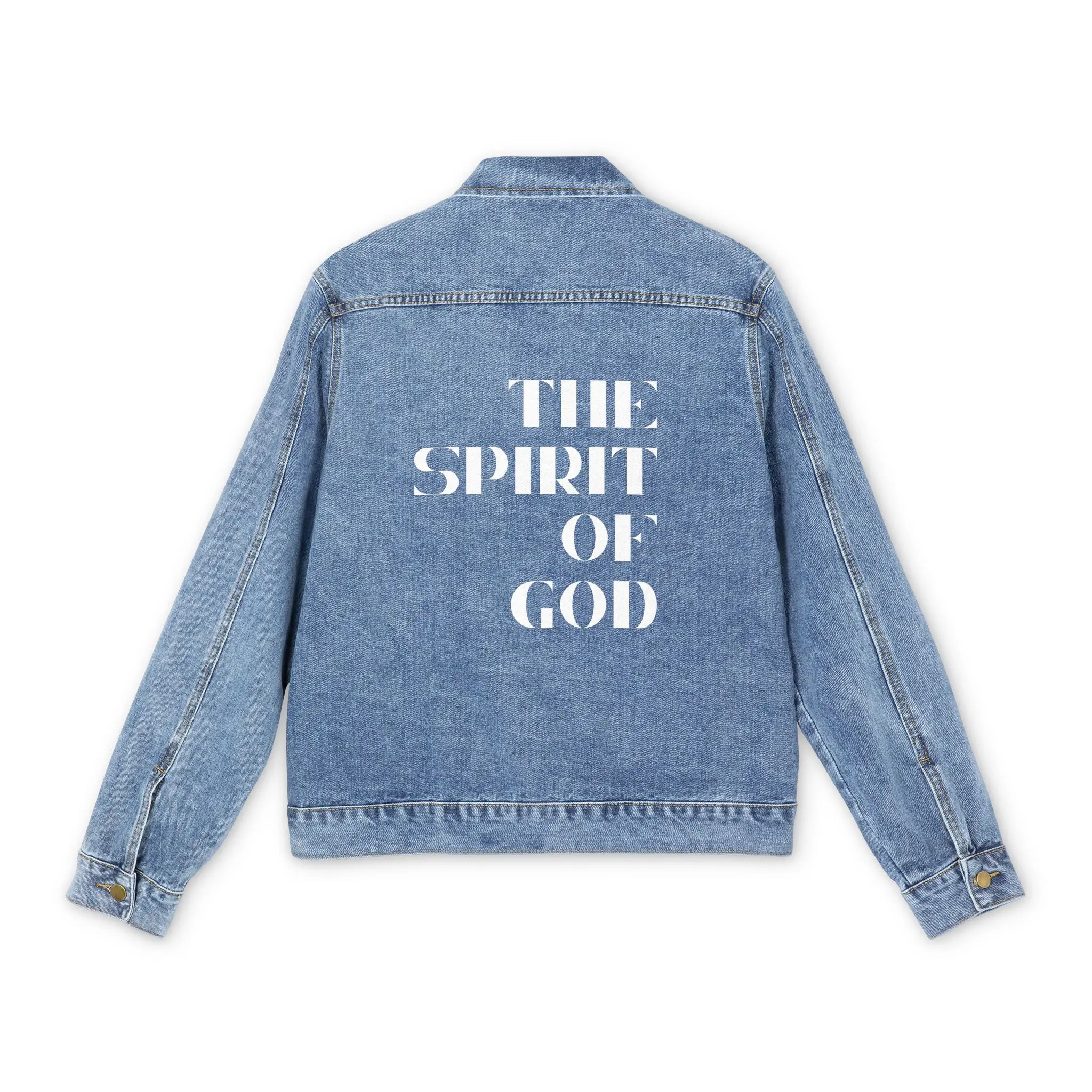 Men's Spirit of God Denim Jacket, Religious Inspirational Denim Jacket, Christian Spirit Jacket, God Faith Coat, Bible Verse Outerwear