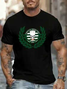 Green Brigade. New Arrival Menswear fashion heavyweight Hot Sale vintage Summer streetwea Streetwear vintage funny Crewneck Round Neck Printed T-shirt Casual & Daily commuting is suitable for various occasions
