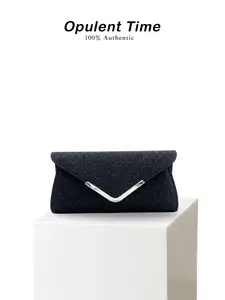 Glitter Envelope Clutch, Ultimate Formal Accessory, V-Shaped Silver Color Trim, Subtle Sparkle, Perfect for Weddings, Proms, Night-Out Parties