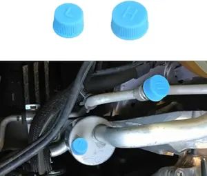 5 pairs Replacement Valve Caps for Car Air Conditioning Leakproof R134a AC System Charging Port Caps Dust Cover Car Accessories High & Low Pressure Valve Cap for Most Vehicles (Blue)