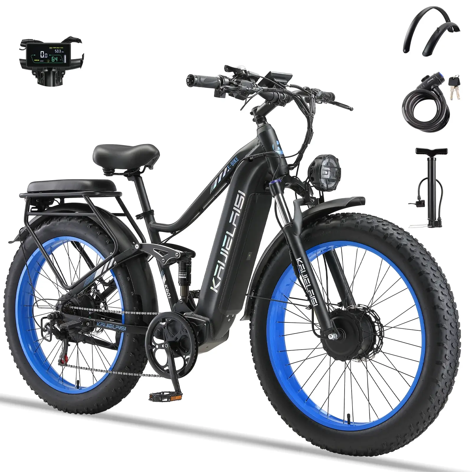 Electric Bike 45mph 60V/35AH 2100 WH 26-inch Full Suspension 6000W Peak Dual Motor Electric Mountain Bike for Riding Outdoor Sports  Peak range 170 km