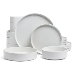 over&back Stackable 16-Piece Semi-Matte Stoneware Dinnerware