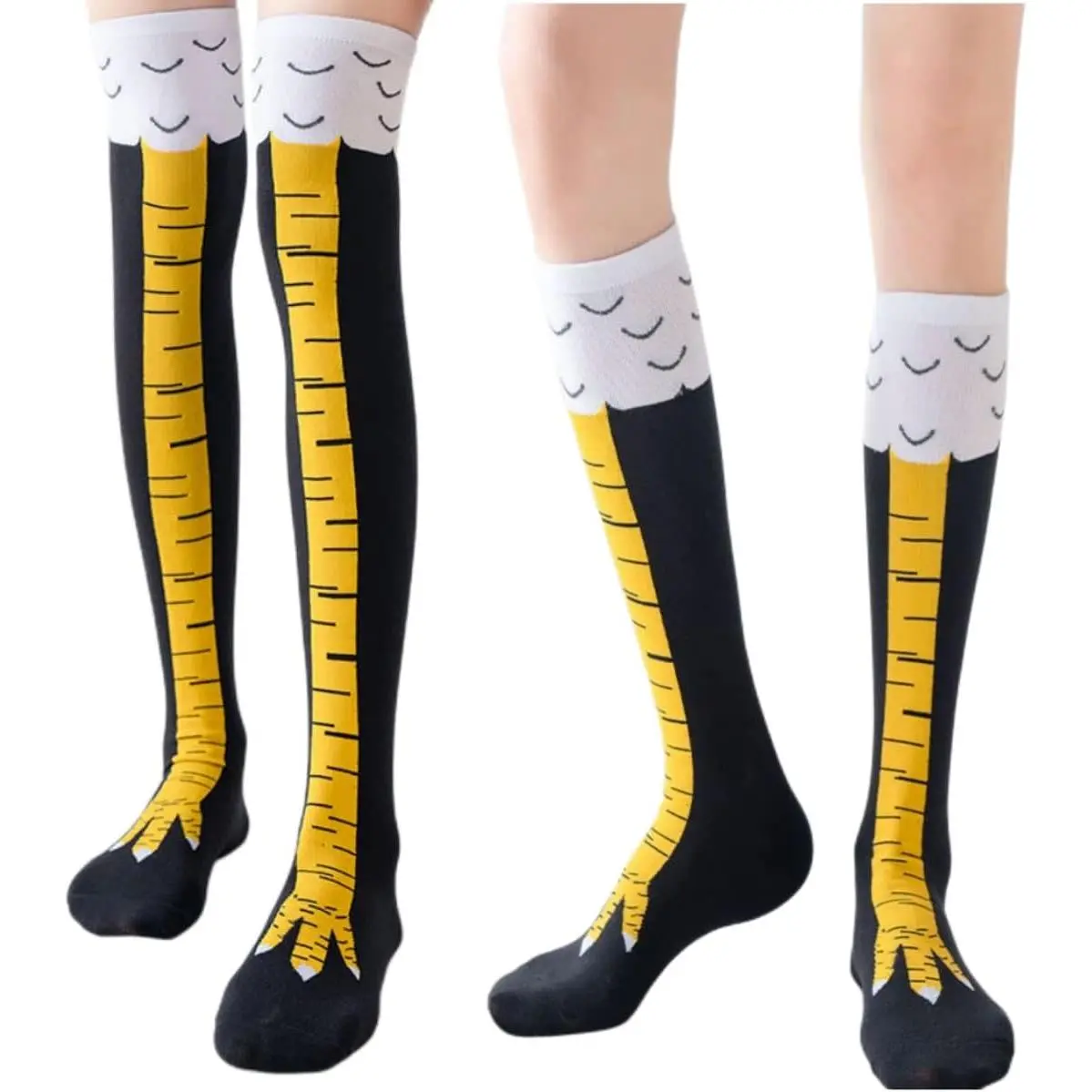 2 Pair Funny Chicken  Socks:24 inch  Socks,12 inch  Socks,Novelty Party Gifts for Women Men and
