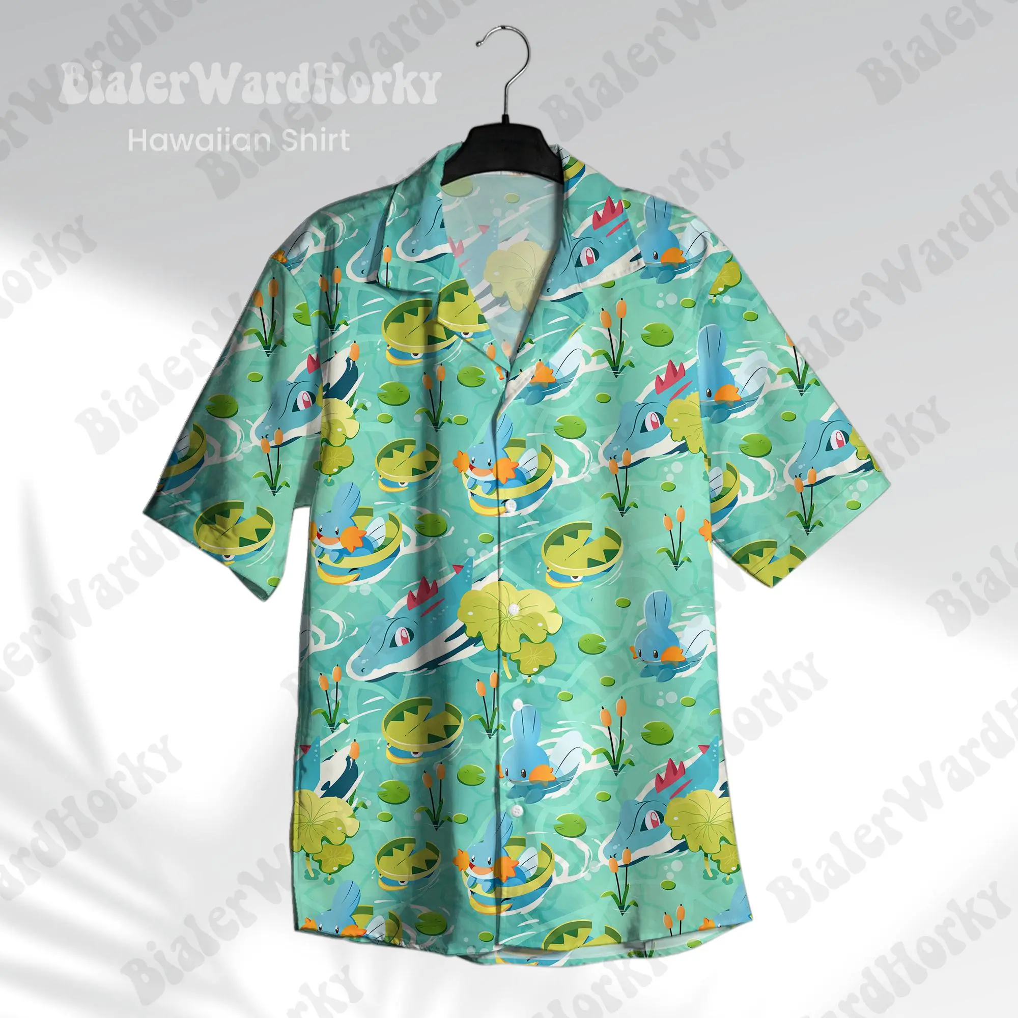 Water Character Hawaiian Shirt: Mudkip Anime Aloha Shirt HG