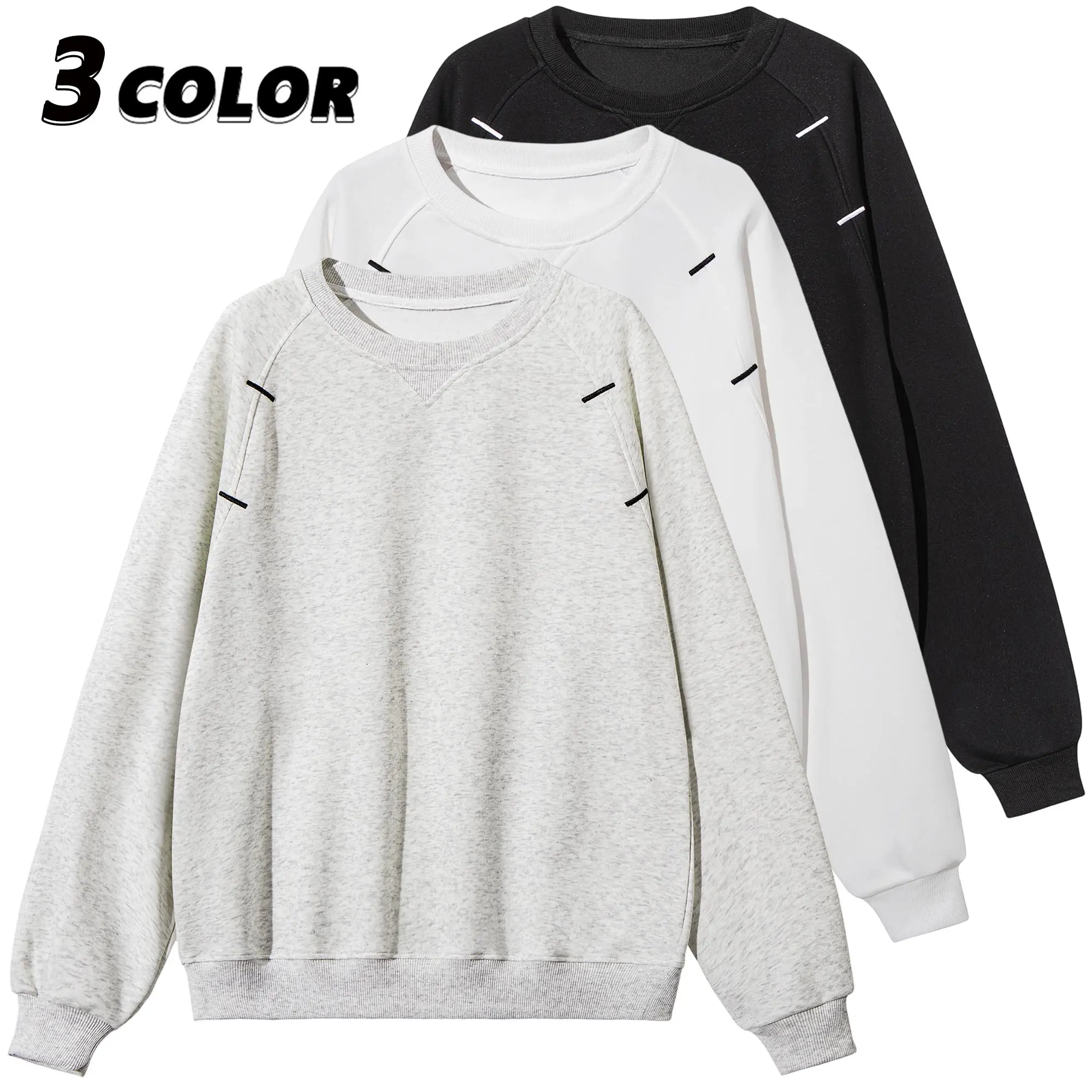 EKF men's trendy sweatshirt with visible line detailing, relaxed fit pullover with raglan sleeves, for everyday casual wear