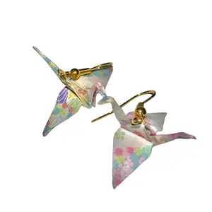 Handmade Origami Paper Crane Earrings Jewelry