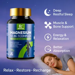 Sleep Support and Relaxation with Magnesium 12-in-1 Complex 700mg High Strength Ultra Absorption Helps Calm Stress Boost Energy and Support Heart Muscle Nerve and Bone High Absorption Magnesium Complex