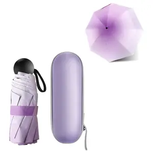 Eight legged capsule folding umbrella, streamlined gradient purple sunscreen, rainproof, windproof, compact and lightweight, can be carried around