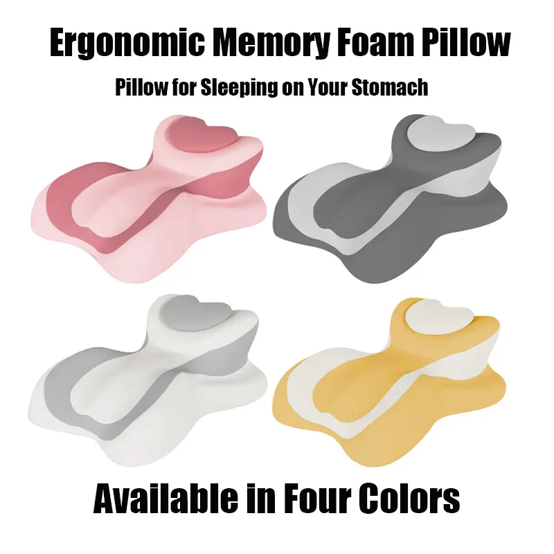 Ergonomic Heart-Shaped Memory Foam Breast Support Bolster Pillow - Lightweight, Cute, Soft Fabric, Pressure-Relief Sleep Cushion for Bedroom, Sofa