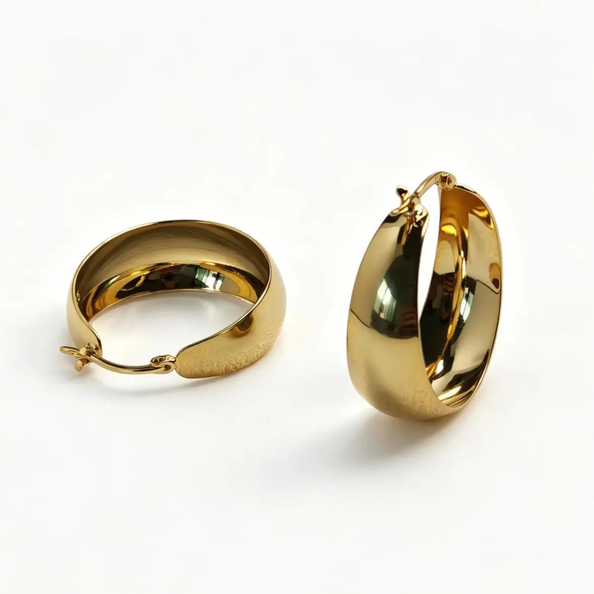 Gold Color 30mm Large Hoop Earring 14K Gold Plated Hoops Large Wide Thick Hoop Earrings, Hypoallergenic Lightweight Chunky Hoops Earring for Women