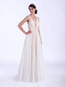 Sleeveless beaded wedding dress