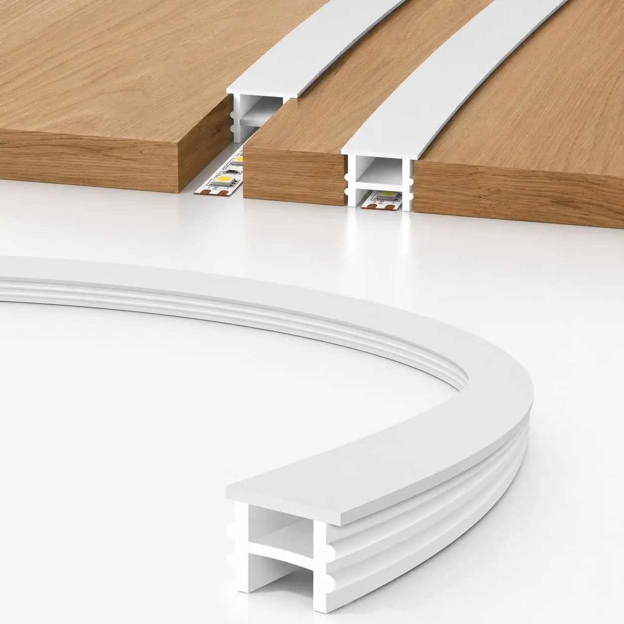 16.4Ft Silicone LED Channel System, Flexible LED Strip Diffuser with Milky White Cover, DIY Spotless Neon Rope Light Tube for LED Strips up to 12mm Wide (LED Strip Not Included), M1616