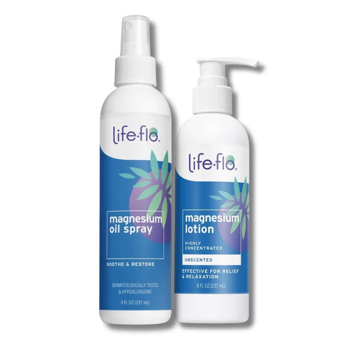 Life-flo Magnesium Spray + Lotion Relief Duo — Pure Magnesium Oil Spray + Magnesium Lotion (Unscented) — Daily Magnesium Routine