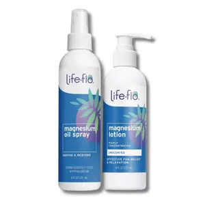 Life-flo Magnesium Spray + Lotion Relief Duo - Magnesium Lotion (Unscented) + Pure Magnesium Oil Spray