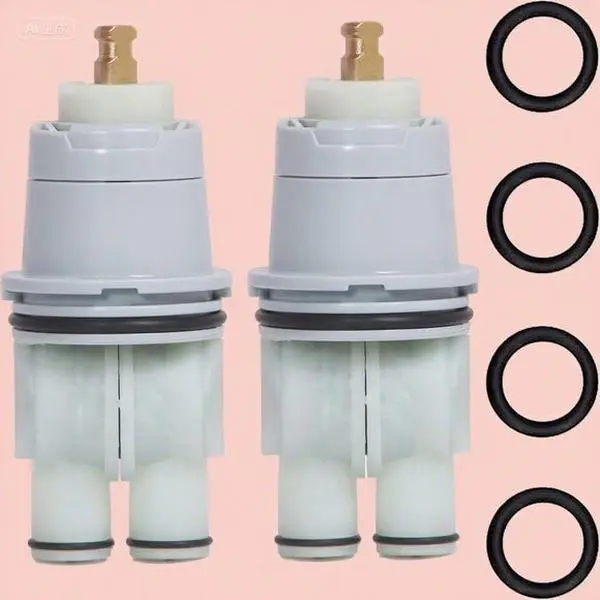 2 Pcs Universal Plastic Shower Valve Cartridge Repair Kit - 2 Cartridges (RP46074), 4 x Waterproof Seal Rings, Pressure Balance Design, Direct Delta 13/14 Series Single-Handle Monitor Faucet Replacement, Durable, Easy-Install No-Leak DIY Solution, 4 X Sea