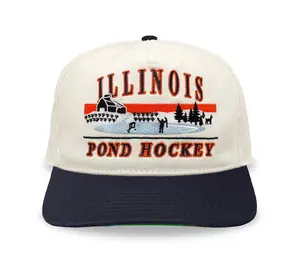 Illinois Pond Hockey Snapback: Cream