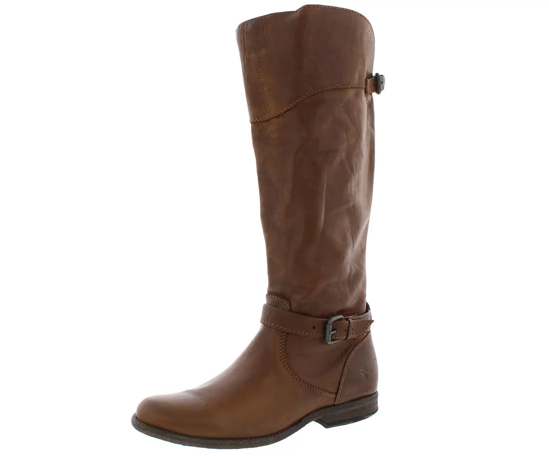 Frye Women's Phillip Classic Leather Riding Boots, Knee-High Pull-On Footwear with Ankle Buckle Strap