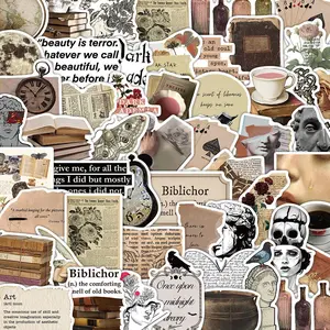 Vintage Scrapbooking Sticker, 50pcs/set Dark Academia Sticker, Retro Cartoon Sticker for DIY Scrapbooking, Journal Making, Gift Wrapping, Sticker Sheets
