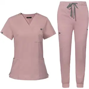 Women Scrubs with Classic V-Neck & Yoga Jogger Pants Uniform Scrub Set Womenswear Clothes