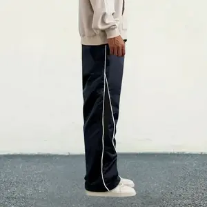 Trendy Men's Straight-Leg Pants - Polyester Material, Sleek Silhouette, Versatile for Casual & Smart Events, Modern Fashion Statement Piece Beige Menswear