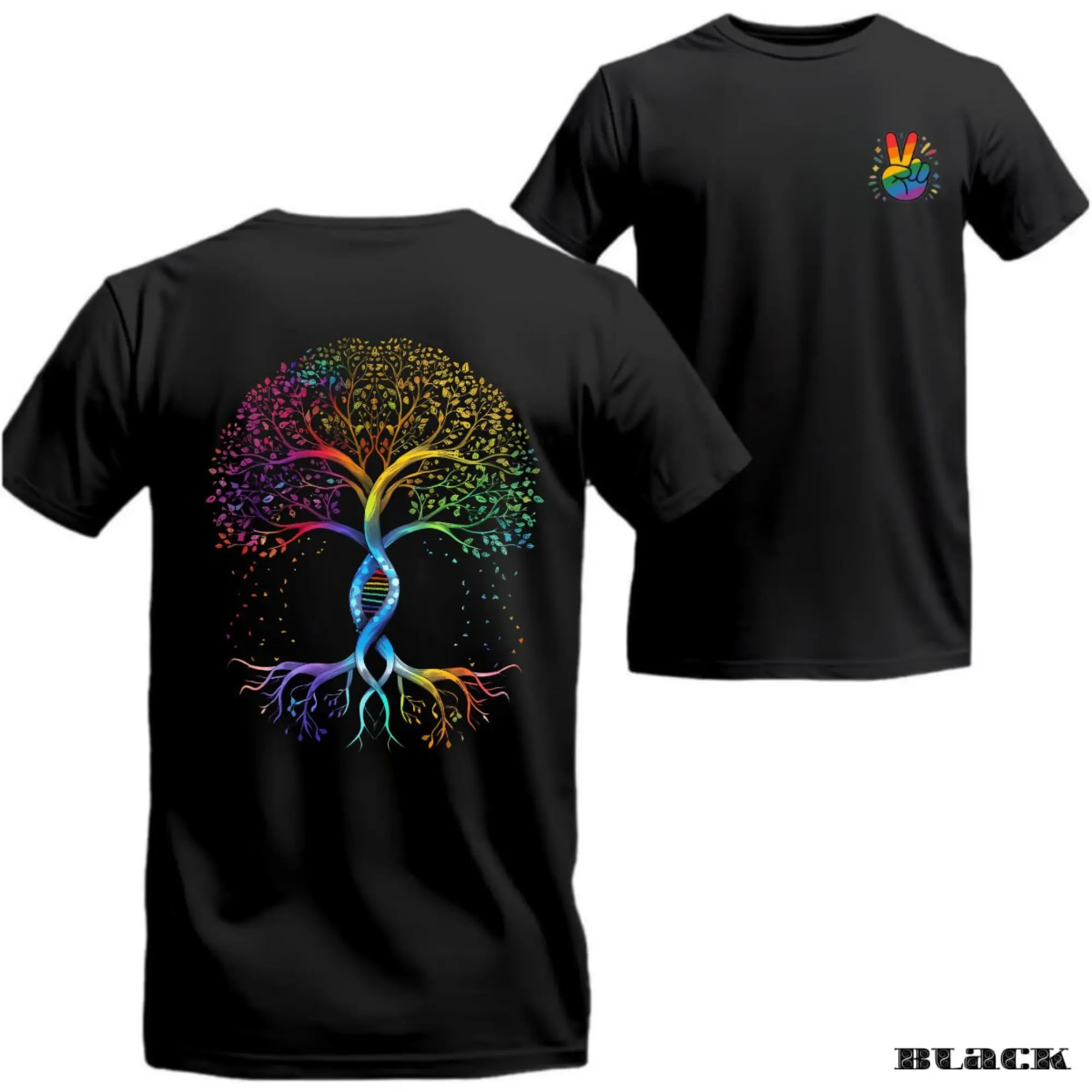 Rainbow Tree of Life DNA Shirt, LGBTQ Pride T-Shirt, Hoodie & Sweatshirt, Equality Peace Sign Graphic Tee, Colorful Family Love Apparel, Gay Pride Gift, Unisex Support Diversity Clothing summervibes☀️