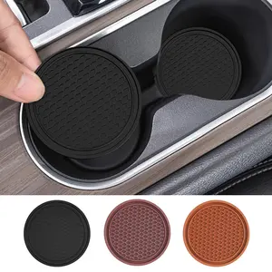 2pcs Car Cup Holder Mats, Anti-Slip Shock-Absorbing Textured Pattern, Stylish Car Accessories, Suitable for Car Interiors, Textured Grip