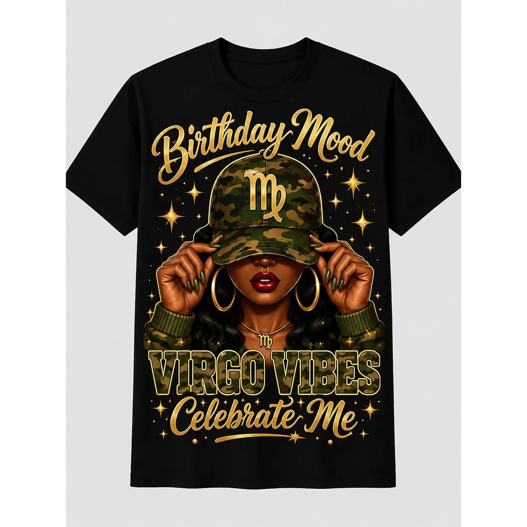 Short Sleeve Graphic T-shirt, Birthday Mood Virgo Vibes Printed Top, Celebrate Me Astrology Tee, Women Fashion Casual Crewneck Shirt, Stylish Letter Print Graphic Top, Comfortable Everyday Wear, Trendy Birthday Gift Idea, Relaxed Fit Tee