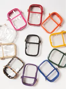 Clear Crossbody Stadium Bag with Zipper Closure Small Camera Shoulder Bag with Adjustable Detachable Strap