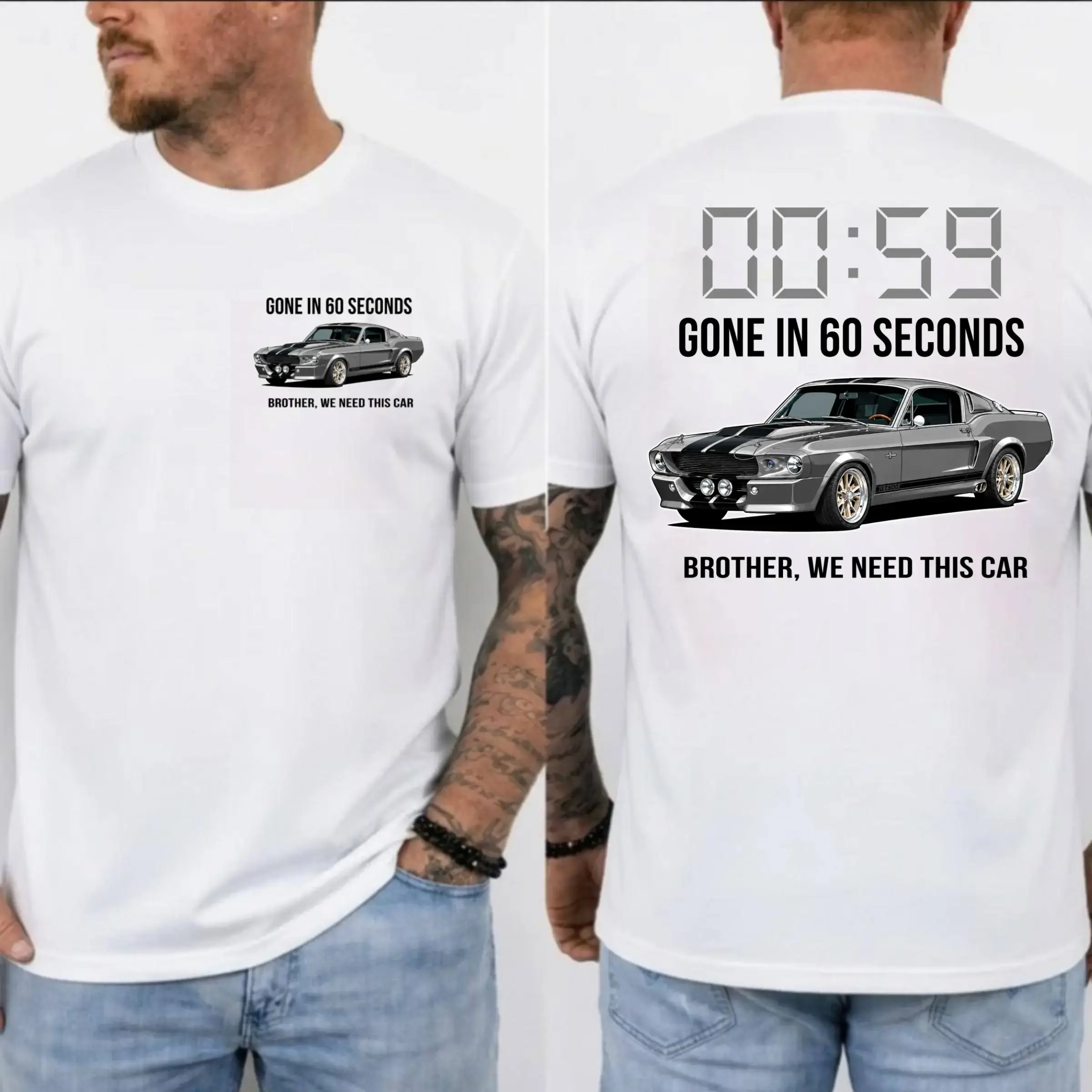 Gone in 60 Seconds T-Shirt, 1967 Shelby Mustang GT500 Graphic Tee, Classic Movie Car T-Shirt, Gift for Movie Fans