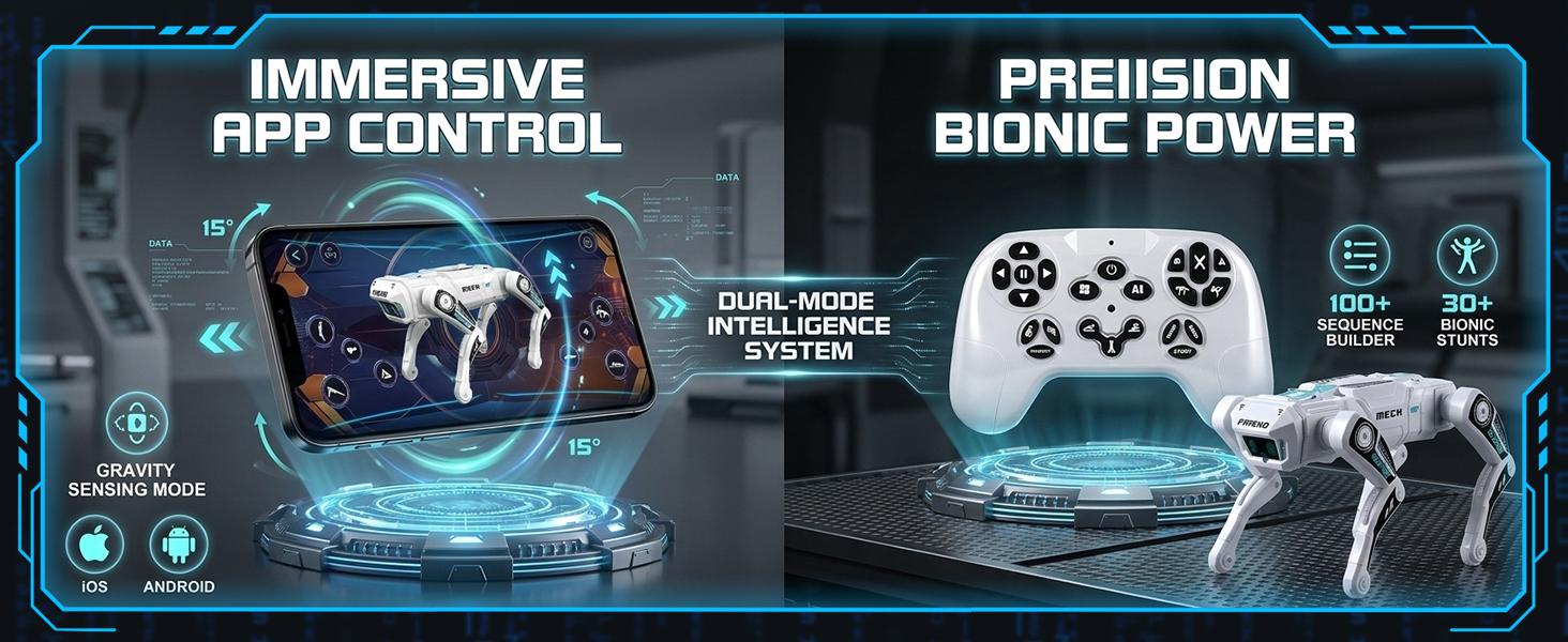 Smart Robot Dog for Kids 3-12, App & Remote Control RC Stunt Puppy with 2 Batteries, Programmable STEM Toy with AI Emotion Mode & 30+ Actions - Interactive Electronic Pet Gift for Boys Girls