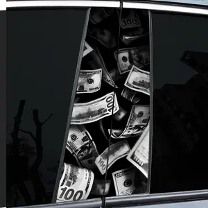 2 pieces, car sticker, Decals For Vehicles, Qianlai pattern vinyl car sticker, B window post sticker, self-adhesive waterproof and scratch-proof, suitable for glass, metal, plastic, ceramic, wood surfaces, car decoration