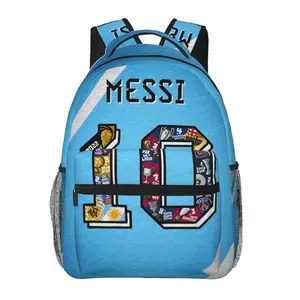 Lightweight Soccer2026 Backpack Lovely Cartoon 2026 World Football Travel Casual Laptop Backpack Hiking Daypack Featuring Argentine Player Design for Birthdays