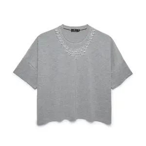 HEATHER GREY TEARDROP CRYSTAL T-SHIRT