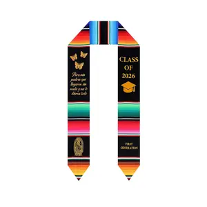 First Generation Graduation Stole Mexican Graduation Sash Class 2026 Virgen De Guadalupe Serape Stole for Graduates
