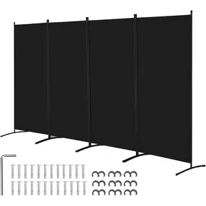 VEVOR Room Divider, 4 Panel Room Divider, Folding Privacy Screen and Portable Partition Divider for Room Separation, Freestanding Room Partitions for Office, Bedroom, Study, GreyVEVOR Super Brand Day