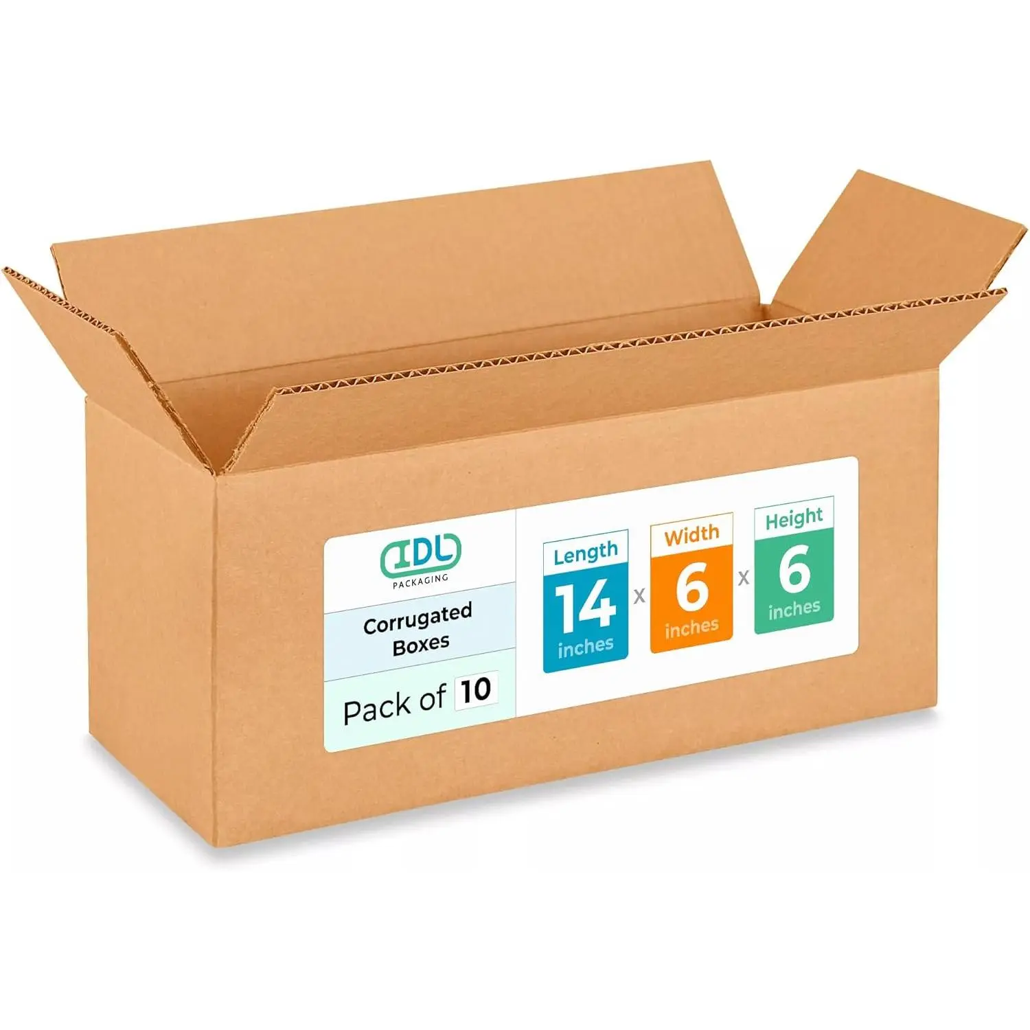 Medium Moving & Shipping Boxes 14x6x6 inches (10-Pack) - Extra Strength 200 lb vs Regular - Corrugated Boxes for Packaging - Durable Cardboard Box for Shipping - Packing Box by IDL Packaging