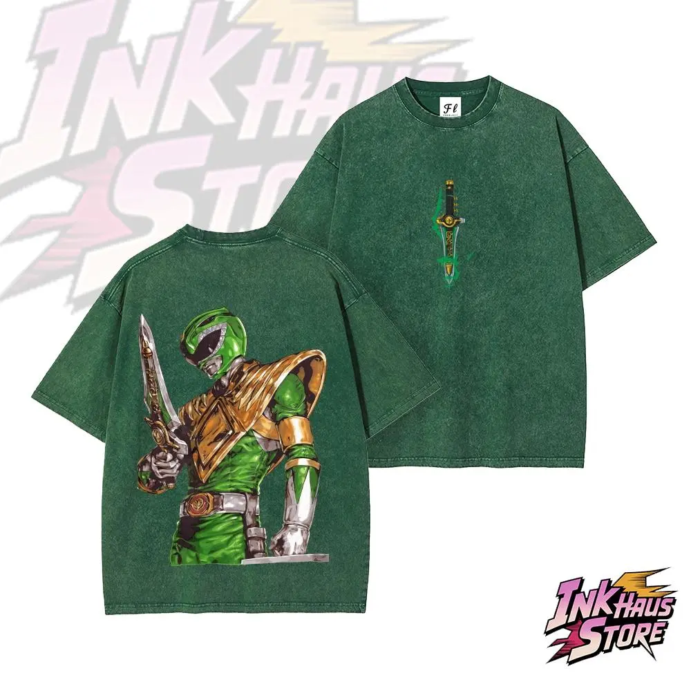 Green Ranger Acid Wash Tee,anime fashion from Power Rangers -- Short Sleeve Cotton Unisex Retro Vintage shirt,Gym fit Stylish