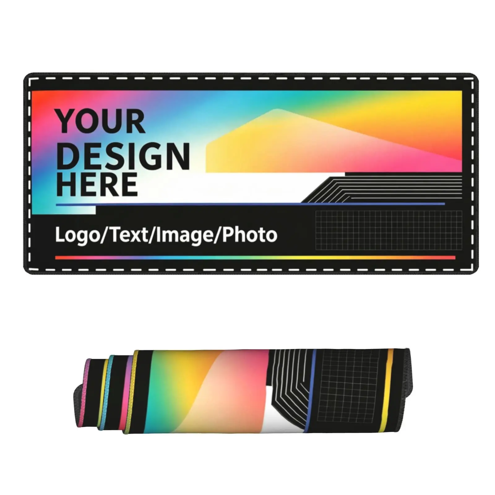Custom Mouse Pad with Picture Logo Text, 31.5" x 12" Large Personalized Full-Print Gaming Mousepad with Stitched Edges, Waterproof Desk Mat for Office, Home Office, Gamer Gift