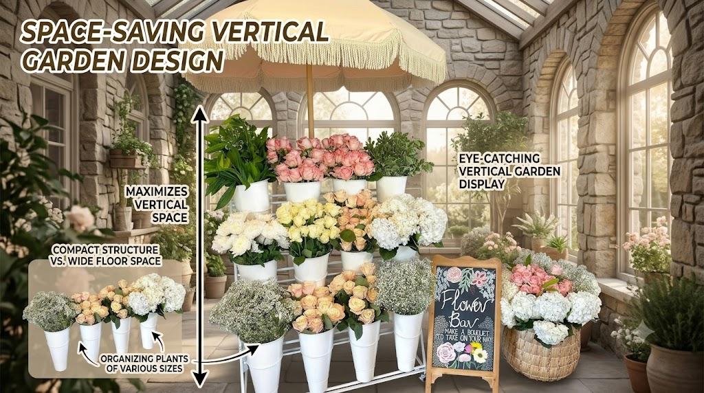 3-Tier Multi-Layered Metal Rolling Flower Cart with 12 Buckets, Wheels-Brakes, Mounting Kit, 30 kg/66.14 lb Capacity, Event Decorations Display Stand for Flower Shops, Home Garden 3-Tier Multi-Layered Metal Rolling Flower Cart with 12 Buckets, Wheels-Brakes, Mounting Kit, 30 kg/66.14 lb Capacity, Event Decorations Display Stand for Flower Shops, Home Garden