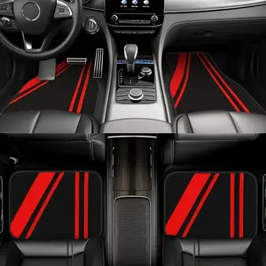 4-Piece Striped Car Floor Mats Set, Fits Trucks & Suvs, Easy Clean Driver/passenger/rear Seat Mat, Ideal Gift