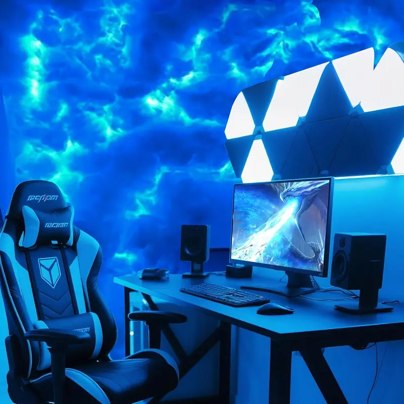 3D Thundercloud LED Light Kit Set - 16ft Soft Cotton Wall Hanging Light with Cloud Texture, Storm Effect, Fireproof Film, Dynamic Sound Sync, Flowing Colorful Atmosphere for DIY Displays, Game Rooms