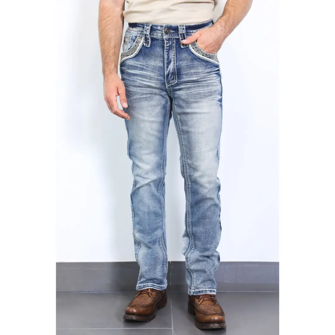 Platini Slim Bootcut Triple Stitch Denim Jeans- Blue