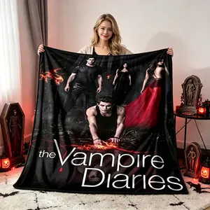 Vampire Diaries Inspired Flannel Blanket, Cozy Retro Character Print Throw for Adults Kids, Home Office Nap Festival Fan Gift