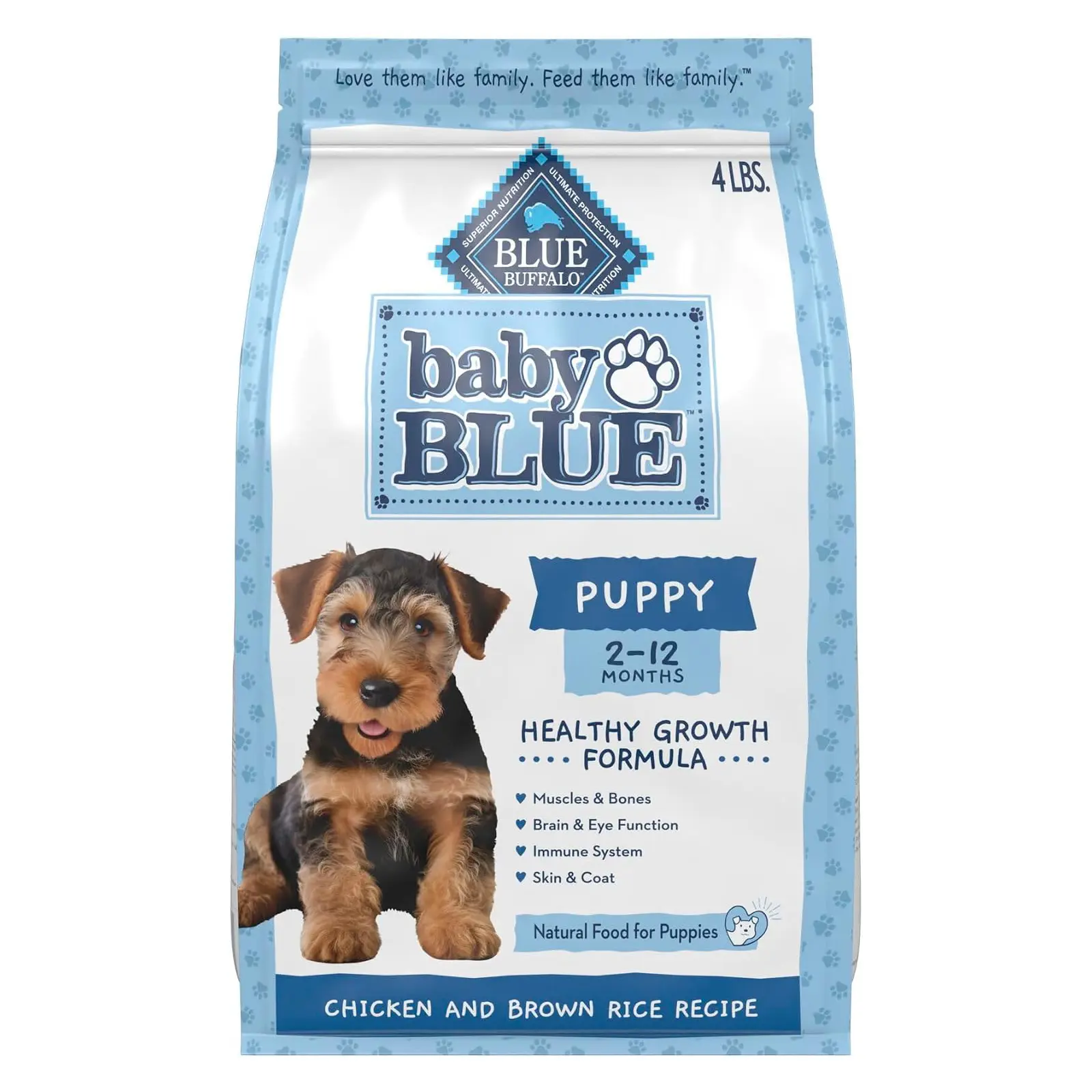 Blue Buffalo Baby Blue Chicken & Rice Puppy Healthy Growth Dog Food, 4 lb Real Chicken #1 Ingredient, Essential Nutrition for Growth & Play, DHA for Cognitive Development