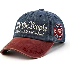 Unisex 1776 250th Anniversary USA Embroidered Letters Baseball Cap - "We The People Have Had Enough" Statement, Patriotic Vintage Trucker Hat, Adjustable, UV-Resistant Retro Washed, Casual, Hand-Wash Only, Men's Gift