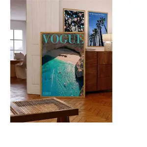 VOGUE Magazine Poster, Boat Poster, Vogue Art, Beach Wall Art, Summer Beach House , Ocean Poster, Trendy Summer Print