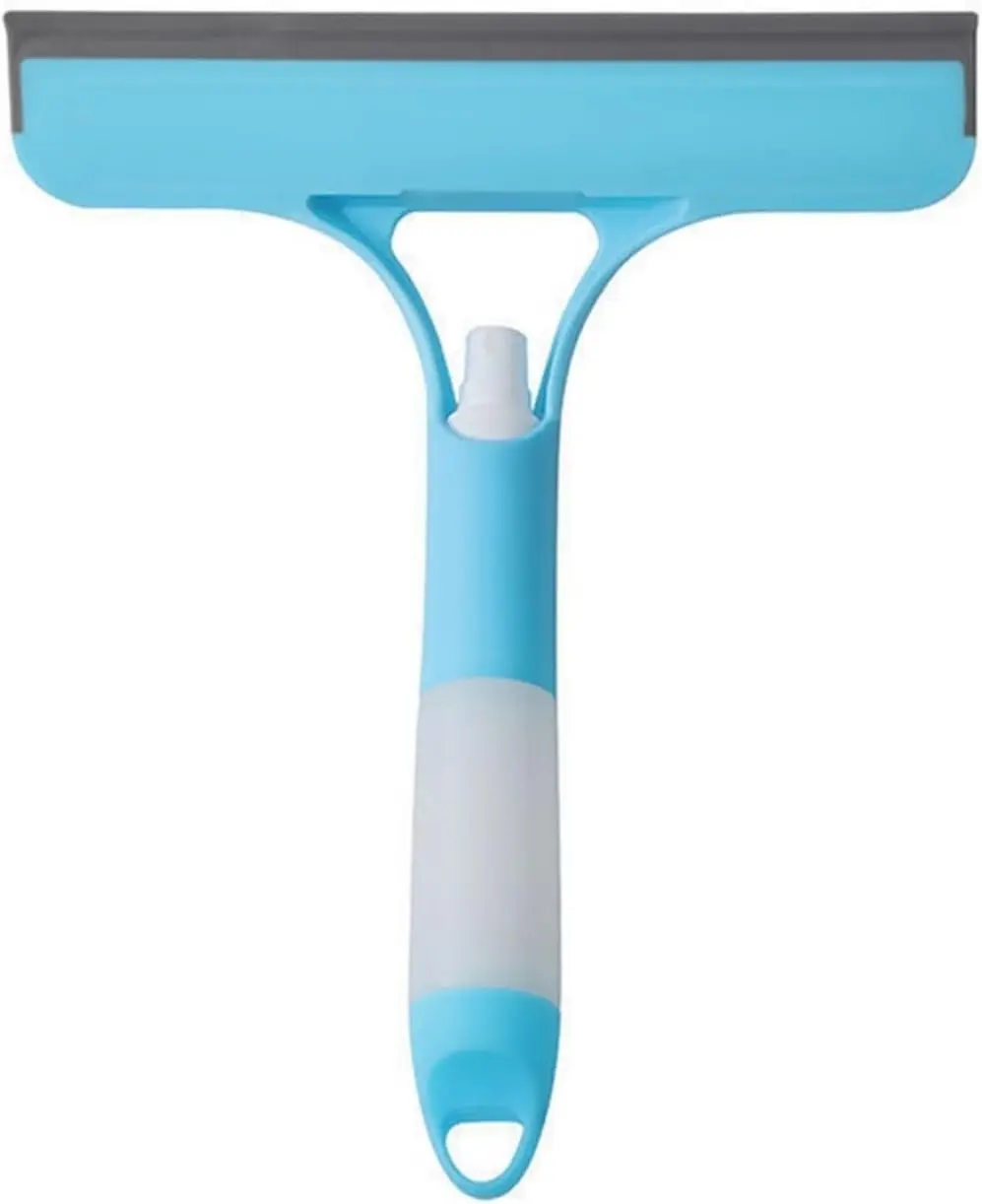 Viral 3-in-1 Squeegee Scraper and Scrubber with Spray for Mirrors, Windows, Showers (Blue) XIYOUI