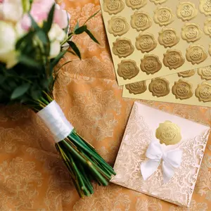 100pcs with Love Stamp Gold Foil Sealing Stickers, Wedding Party Invitations, Baby Shower Gifts, Self-Adhesive Envelope Labels