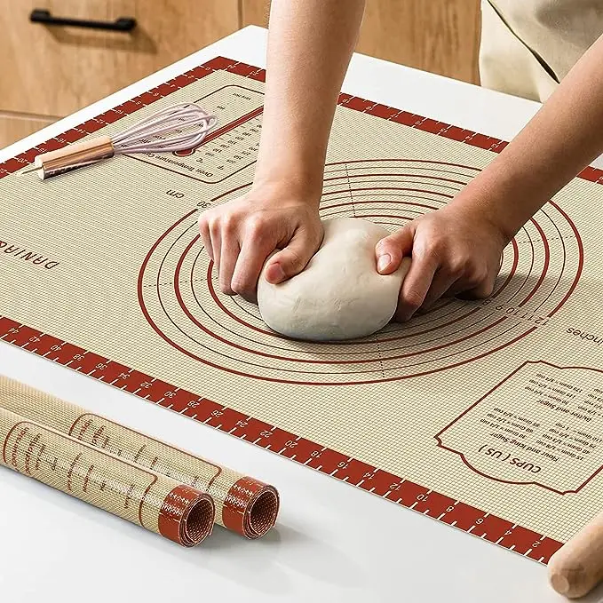 26x16 Inch Extra Thick Silicone Baking Mat with Measurements, Non-slip and Reusable - For Cookies, Bread, Pastry Bakeware Utensils