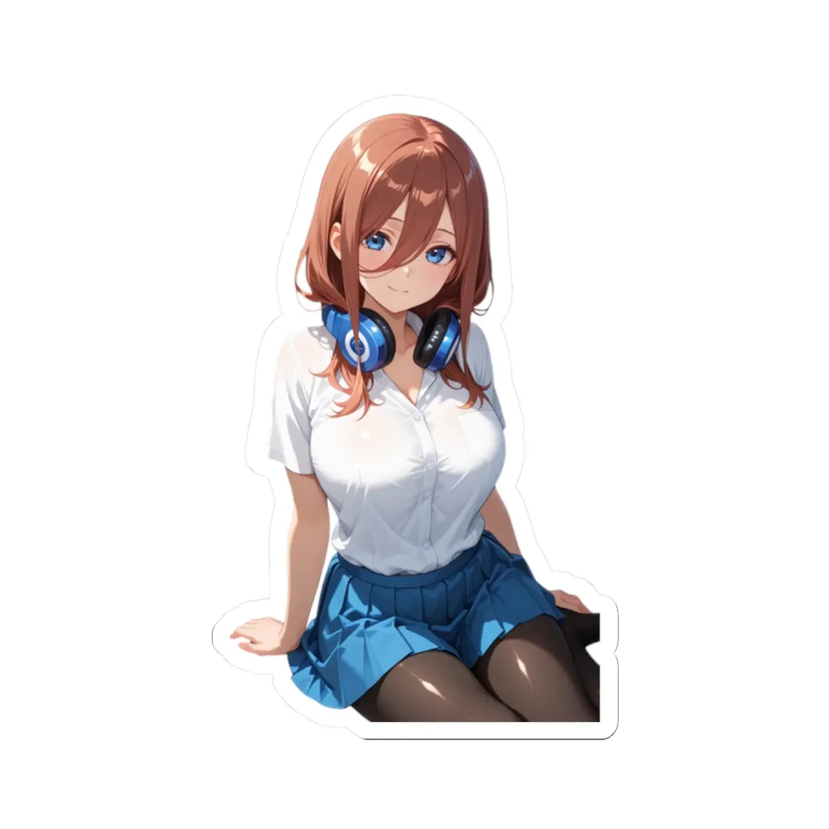 Cute Anime Girl Sticker, Miku Nakano Fan Decal, Anime Viral, Glossy Paper Finish, Vibrant Colors, Durable Vinyl, Easy Application, Perfect for Laptops and Journals DIY Decor